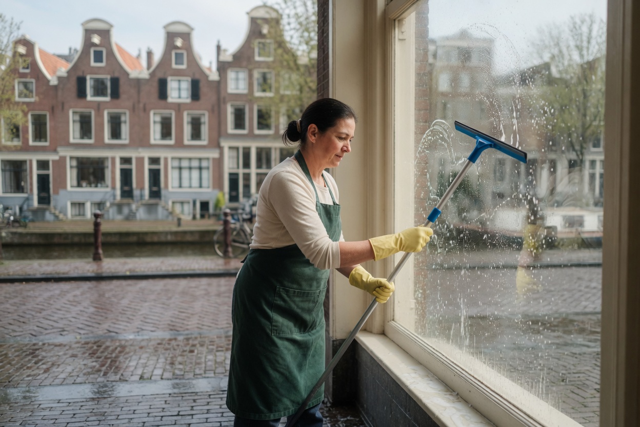 Grote ramen lappen / Large-window cleaning